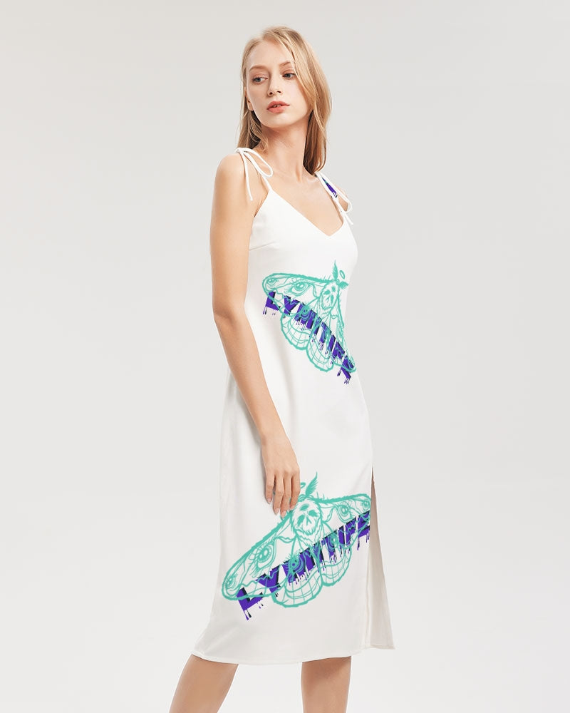 Ambition! Women's All-Over Print Tie Strap Split Dress